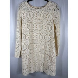 Darling London Boho Dress Size 10 Cream‎ Lace Floral Long Sleeve Elegant Party